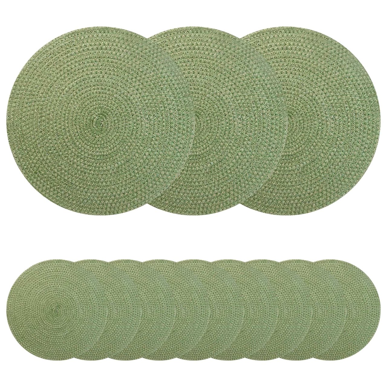 42012313_1.jpg vidaXL Jutové podložky 12 pcs Olivovo zelená Ø 30 cm 100% Tossa juta – Obrázok 1