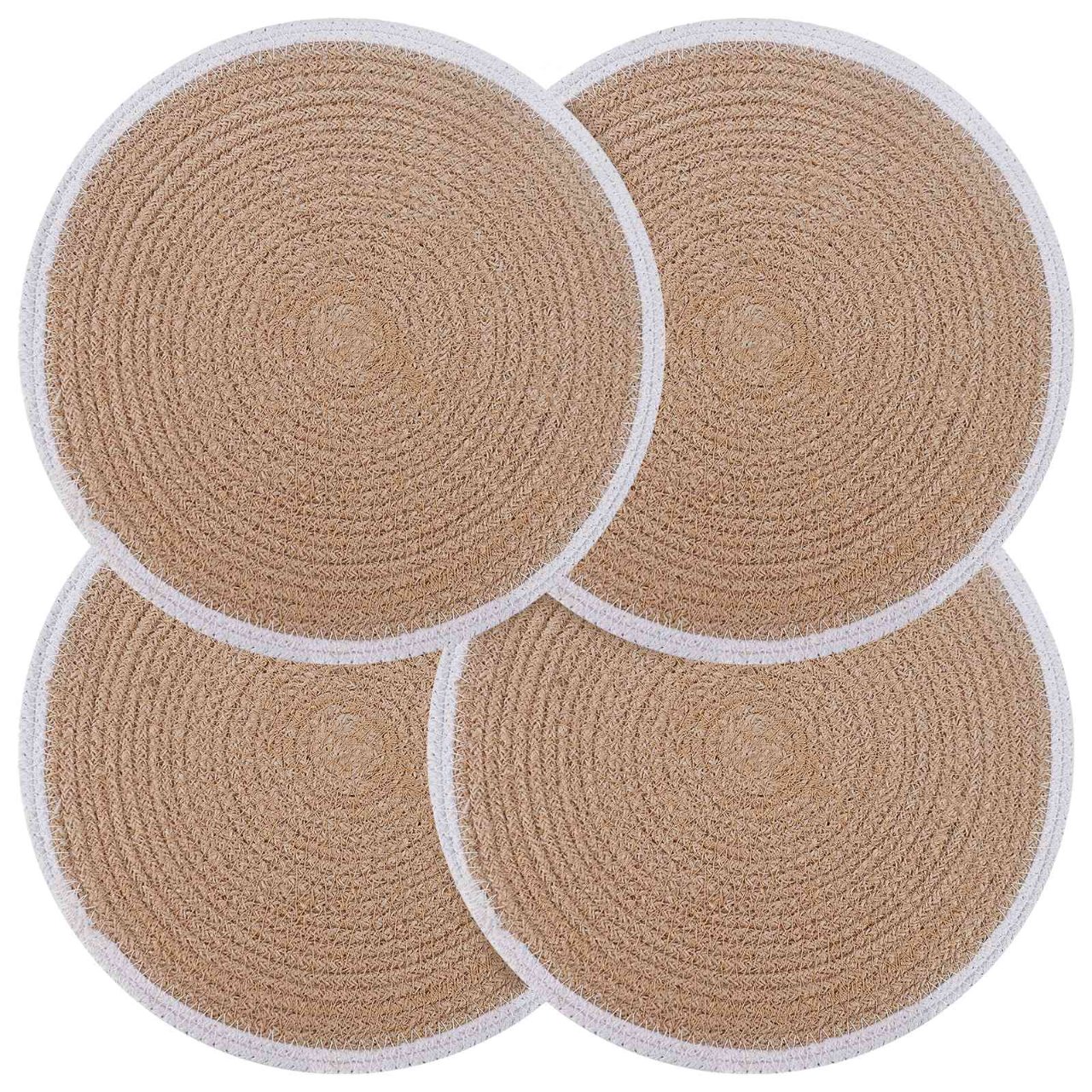 42012317_1.jpg vidaXL Jutové podložky 4 pcs Prírodná a biela Ø 30 cm 100% Jutová vlna – Obrázok 1
