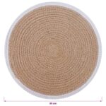 vidaXL Jutové podložky 4 pcs Prírodná a biela Ø 30 cm 100% Jutová vlna – Obrázok 5