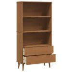 vidaXL Knižnica MOLDE 85 x 35 x 170,5 cm Borovicový masív Karamele – Obrázok 4