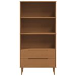 vidaXL Knižnica MOLDE 85 x 35 x 170,5 cm Borovicový masív Karamele – Obrázok 5