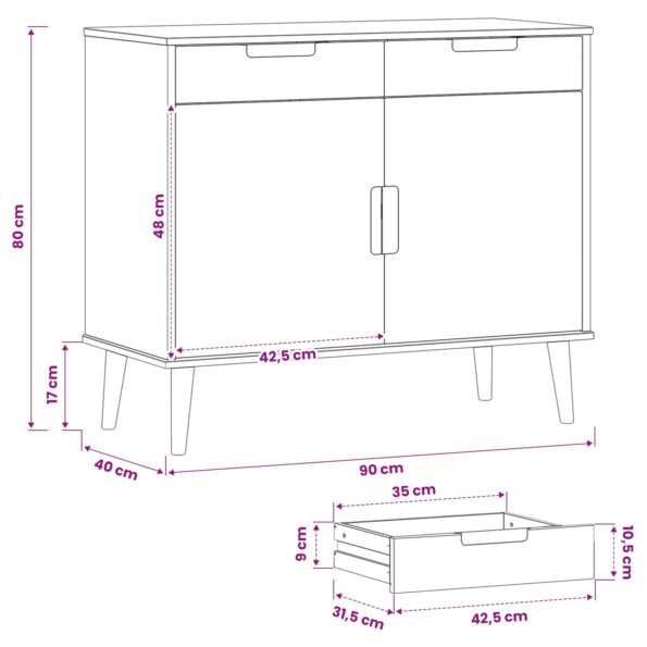 vidaXL Servírovacia skriňa MOLDE Karamele 90 x 40 x 80 cm – Obrázok 7