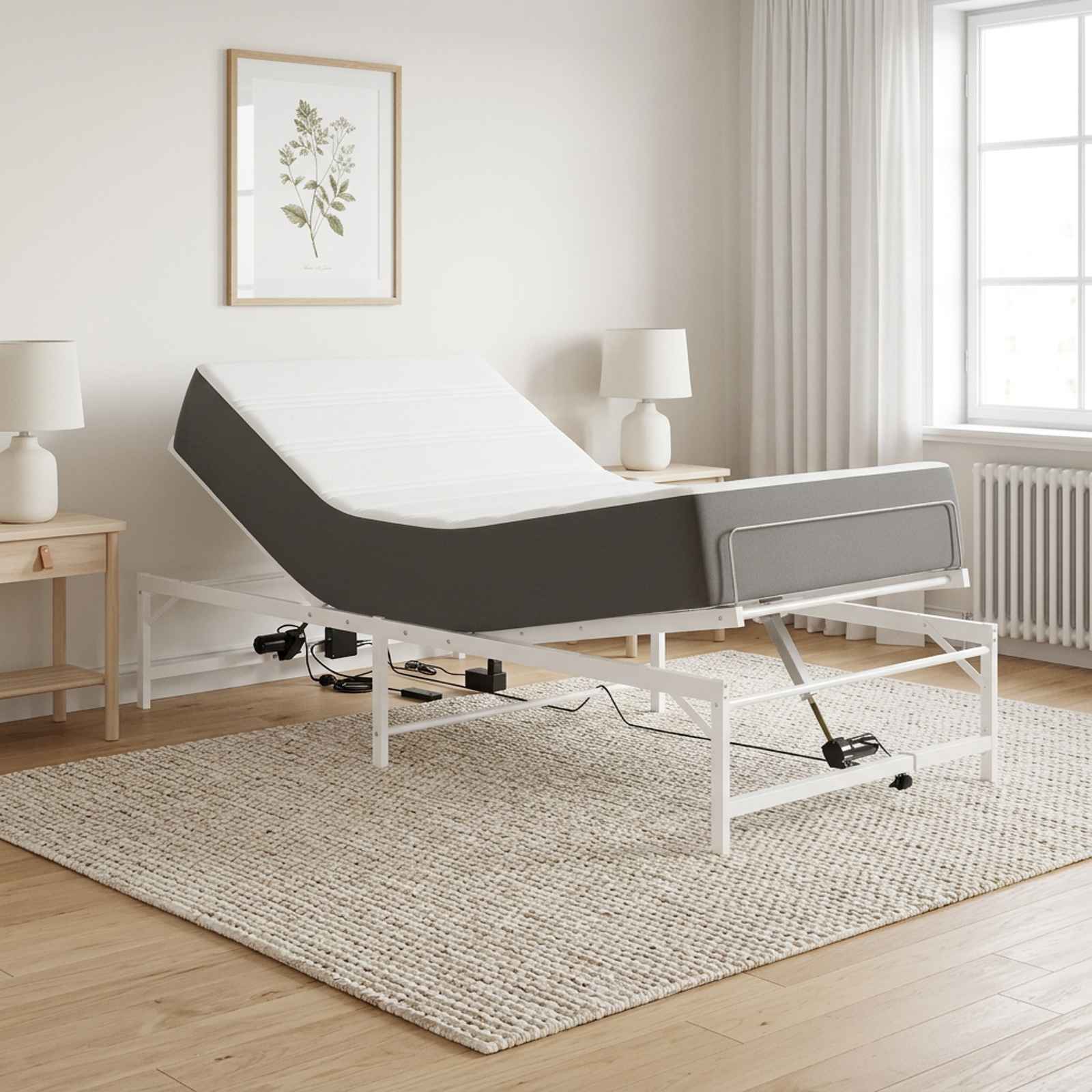 42021394_1.jpg vidaXL Elektrický nastaviteľný rám postele Biela 75 x 190 cm Oceľ – Obrázok 1