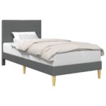 vidaXL Rám postele s čelnou doskou Tmavosivá 100 x 190 cm Látka – Obrázok 2