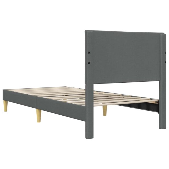 vidaXL Rám postele s čelnou doskou Tmavosivá 100 x 190 cm Látka – Obrázok 6
