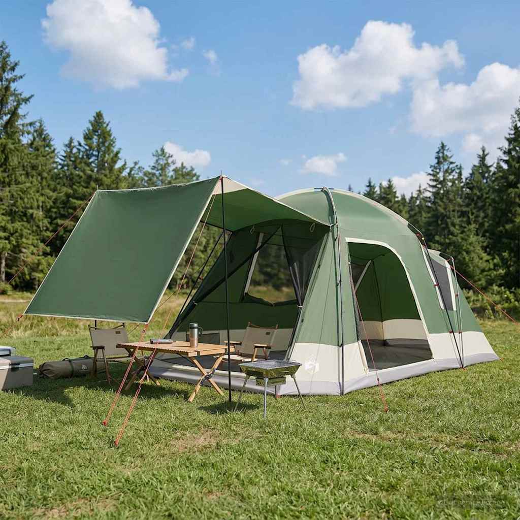 42028575_1.jpg vidaXL Stan chata so strechou Zelená Pre 8 osôb Polyester a oceľ – Obrázok 1