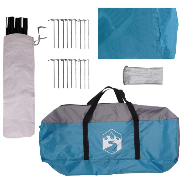 vidaXL Rodinný stan Modrá 600 x 400 x 268 cm Polyester a oceľ – Obrázok 9
