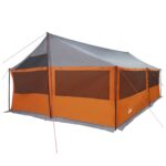 vidaXL Rodinný stan so strechou Šedá a oranžová 600 x 400 x 268 cm – Obrázok 3