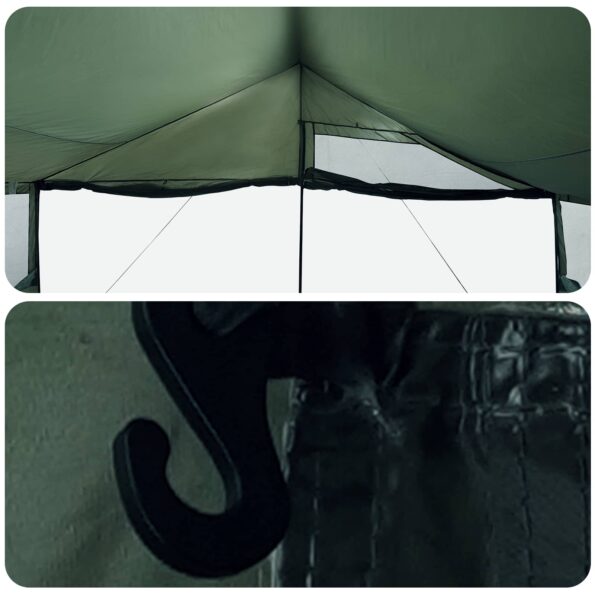 vidaXL Rodinný stan Armádna zelená 600 x 400 x 268 cm Polyester a oceľ – Obrázok 10