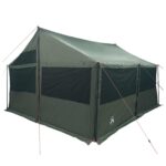 vidaXL Rodinný stan Armádna zelená 600 x 400 x 268 cm Polyester a oceľ – Obrázok 3