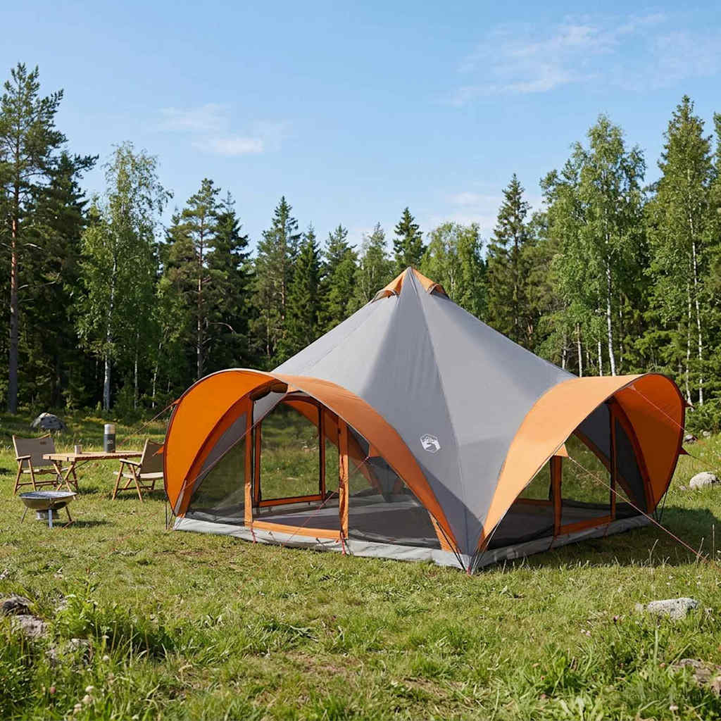 42028621_1.jpg vidaXL Tipi stan Šedá a oranžová Pre 18 osôb Polyester a oceľ – Obrázok 1