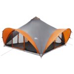 vidaXL Tipi stan Šedá a oranžová Pre 18 osôb Polyester a oceľ – Obrázok 2