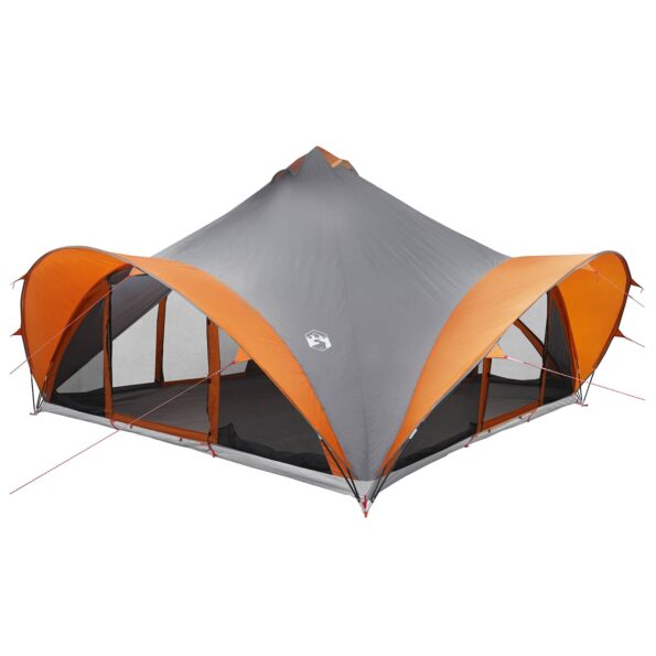 vidaXL Tipi stan Šedá a oranžová Pre 18 osôb Polyester a oceľ – Obrázok 2