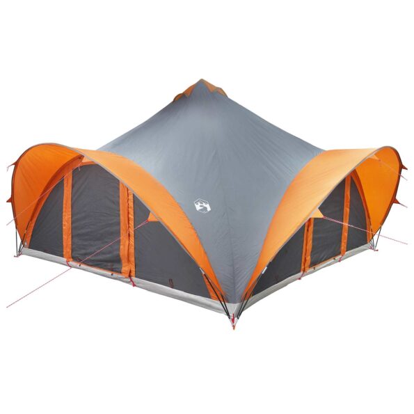vidaXL Tipi stan Šedá a oranžová Pre 18 osôb Polyester a oceľ – Obrázok 3