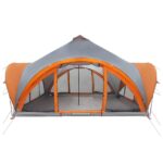 vidaXL Tipi stan Šedá a oranžová Pre 18 osôb Polyester a oceľ – Obrázok 4