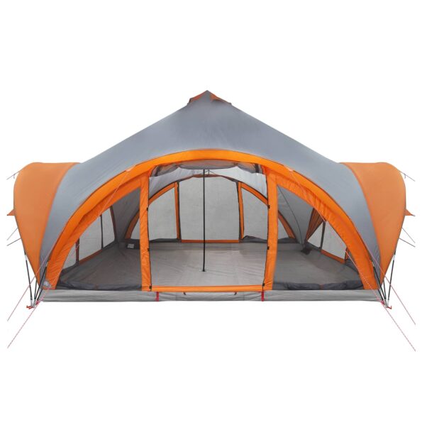 vidaXL Tipi stan Šedá a oranžová Pre 18 osôb Polyester a oceľ – Obrázok 4