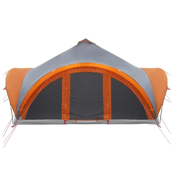 vidaXL Tipi stan Šedá a oranžová Pre 18 osôb Polyester a oceľ – Obrázok 5