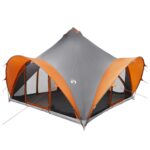 vidaXL Tipi stan Šedá a oranžová Pre 6 osôb Polyester a oceľ – Obrázok 2