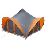 vidaXL Tipi stan Šedá a oranžová Pre 6 osôb Polyester a oceľ – Obrázok 3