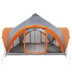 vidaXL Tipi stan Šedá a oranžová Pre 6 osôb Polyester a oceľ – Obrázok 4