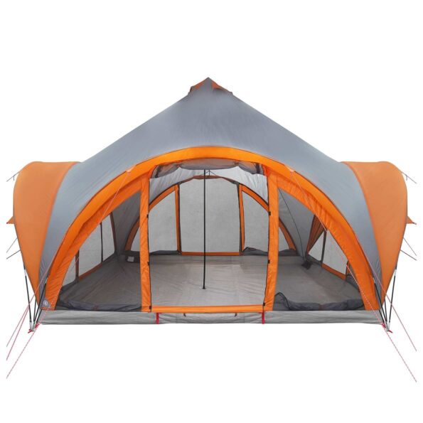 vidaXL Tipi stan Šedá a oranžová Pre 6 osôb Polyester a oceľ – Obrázok 4