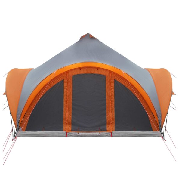 vidaXL Tipi stan Šedá a oranžová Pre 6 osôb Polyester a oceľ – Obrázok 5