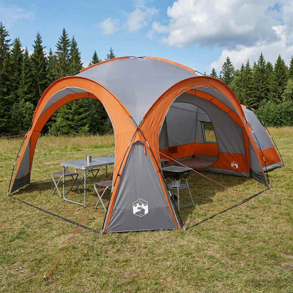 42028683_1.jpg vidaXL Bočný stan Šedá a oranžová 410 x 410 x 250 cm Polyester a oceľ – Obrázok 1