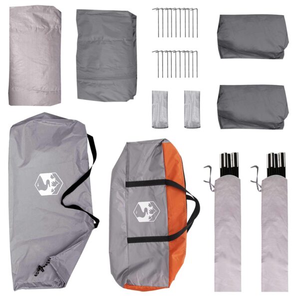 vidaXL Bočný stan Šedá a oranžová 410 x 410 x 250 cm Polyester a oceľ – Obrázok 10