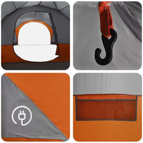 vidaXL Bočný stan Šedá a oranžová 410 x 410 x 250 cm Polyester a oceľ – Obrázok 11