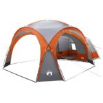 vidaXL Bočný stan Šedá a oranžová 410 x 410 x 250 cm Polyester a oceľ – Obrázok 2