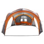 vidaXL Bočný stan Šedá a oranžová 410 x 410 x 250 cm Polyester a oceľ – Obrázok 5