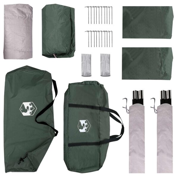 vidaXL Bočný stan Armádna zelená 410 x 410 x 250 cm Polyester a oceľ – Obrázok 10