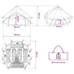 vidaXL Tipi stan Hnedá Šedá 300 x 300 x 200 cm Polyester a oceľ – Obrázok 13