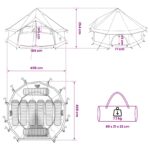 vidaXL Tipi stan Olivovo zelená 400 x 400 x 250 cm Polyester a oceľ – Obrázok 13