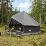 vidaXL Tipi stan Hnedá Šedá 400 x 400 x 250 cm Polyester a oceľ