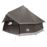 vidaXL Tipi stan Hnedá Šedá 400 x 400 x 250 cm Polyester a oceľ – Obrázok 2