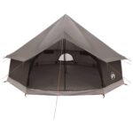 vidaXL Tipi stan Hnedá Šedá 400 x 400 x 250 cm Polyester a oceľ – Obrázok 4
