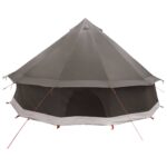 vidaXL Tipi stan Hnedá Šedá 400 x 400 x 250 cm Polyester a oceľ – Obrázok 7