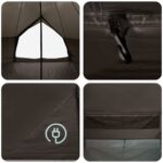vidaXL Tipi stan Hnedá Šedá 600 x 600 x 350 cm Polyester a oceľ – Obrázok 10