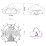 vidaXL Tipi stan Hnedá Šedá 600 x 600 x 350 cm Polyester a oceľ – Obrázok 13