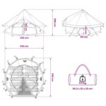 vidaXL Tipi stan Olivovo zelená 500 x 500 x 300 cm Polyester a oceľ – Obrázok 13