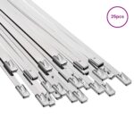 vidaXL Viazací pás na káble 25 ks 4,6 x 150 mm Strieborná – Obrázok 3