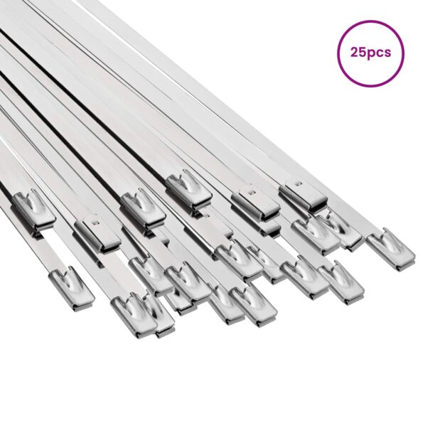 vidaXL Viazací pás na káble 25 ks 4,6 x 150 mm Strieborná – Obrázok 3