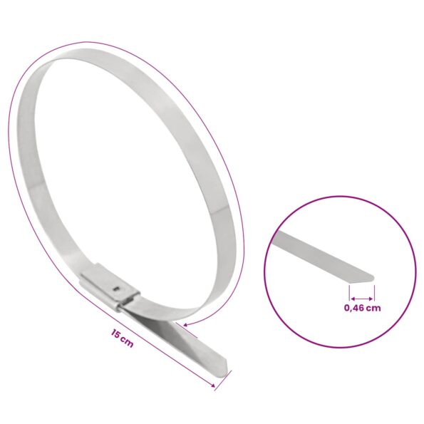 vidaXL Viazací pás na káble 25 ks 4,6 x 150 mm Strieborná – Obrázok 9