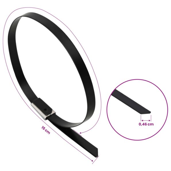 vidaXL Viazací pás na káble 25 ks 4,6 x 150 mm Čierna – Obrázok 9