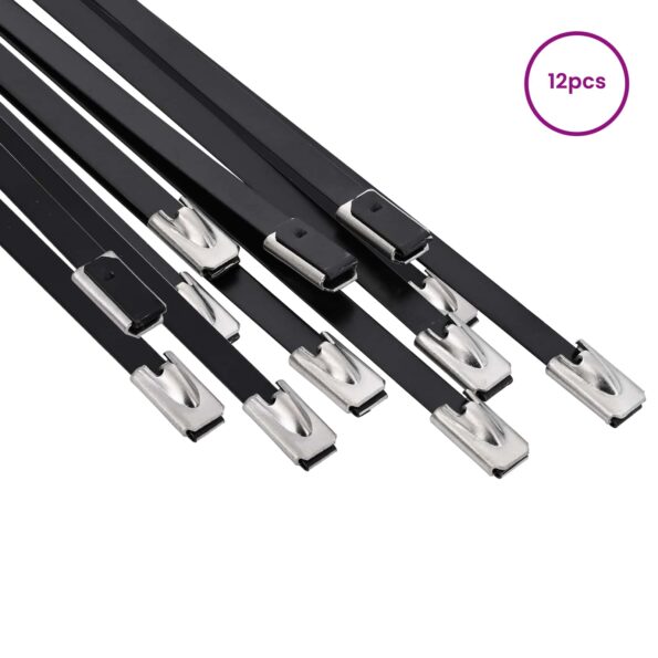 vidaXL Viazací pás na káble 12 ks 4,6 x 200 mm Čierna – Obrázok 3