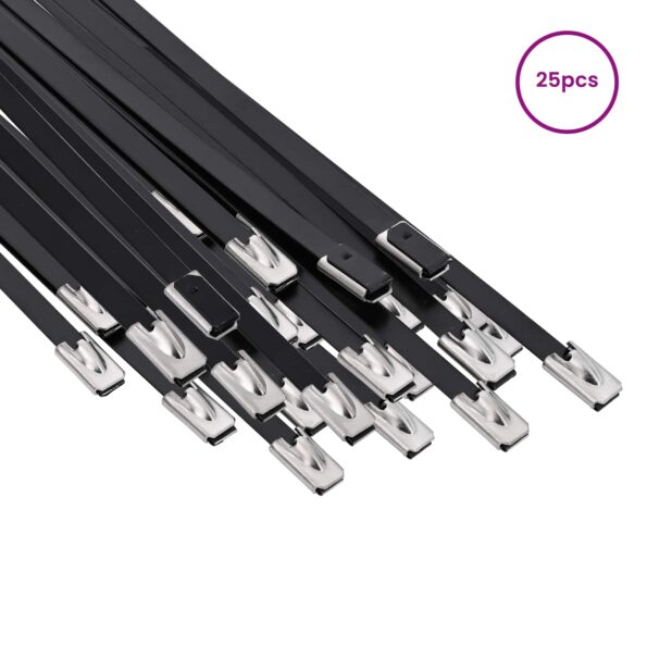 vidaXL Viazací pás na káble 25 ks 4,6 x 200 mm Čierna – Obrázok 3
