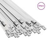 vidaXL Viazací pás na káble 250 ks 4,6 x 300 mm Strieborná – Obrázok 3
