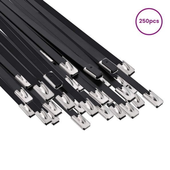 vidaXL Viazací pás na káble 250 ks 4,6 x 300 mm Čierna – Obrázok 3