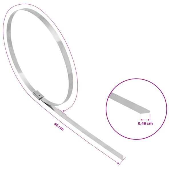 vidaXL Viazací pás na káble 25 ks 4,6 x 400 mm Strieborná – Obrázok 9